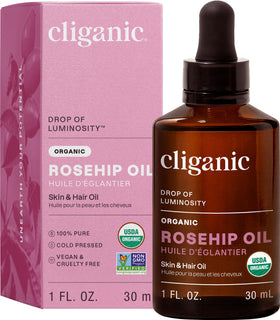 Cliganic rosehip front packaging showing organic seal and benefit