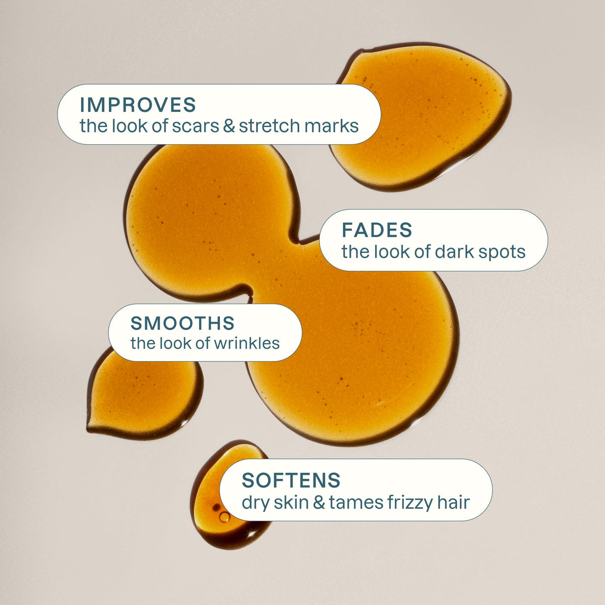 Cliganic oil dropper releasing golden vitamin E texture demonstrating moisturizing quality