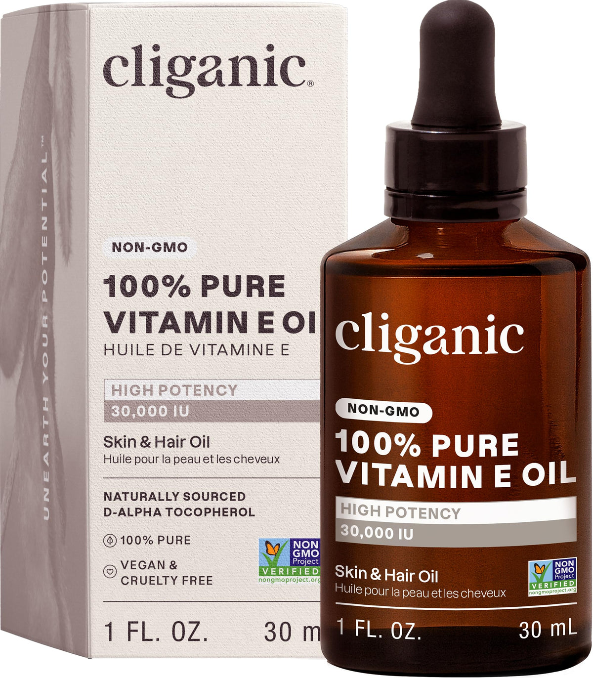 Cliganic bottle front view showing label and clean design for clear identification