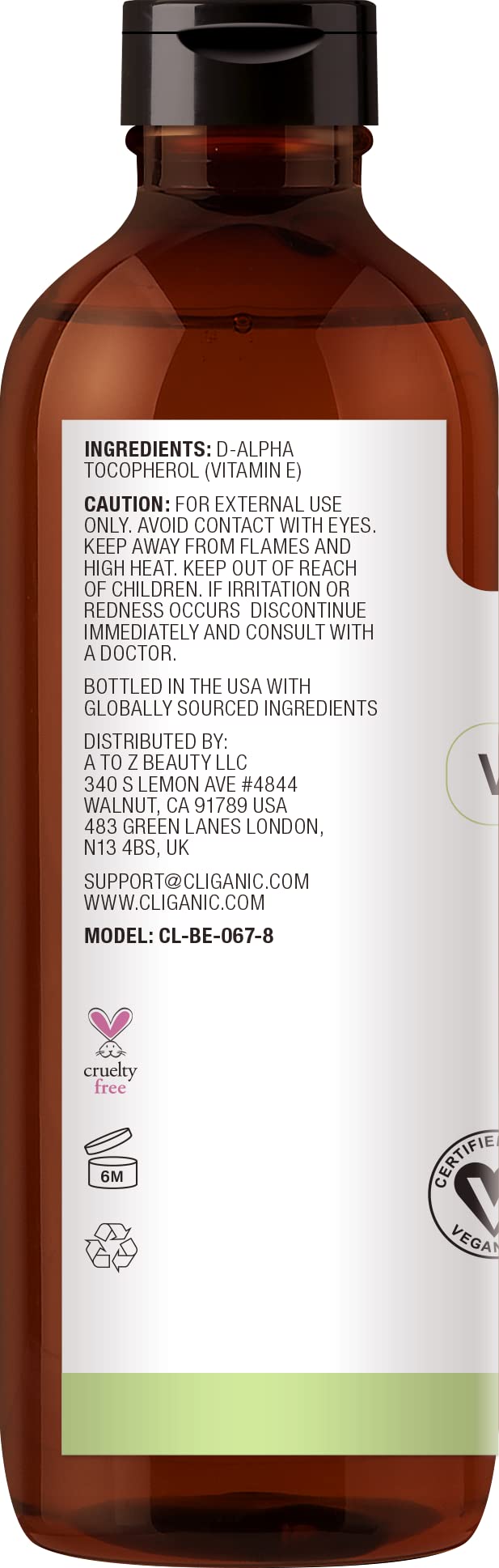 cliganic bottle held in hand showing 8 oz scale and easy application