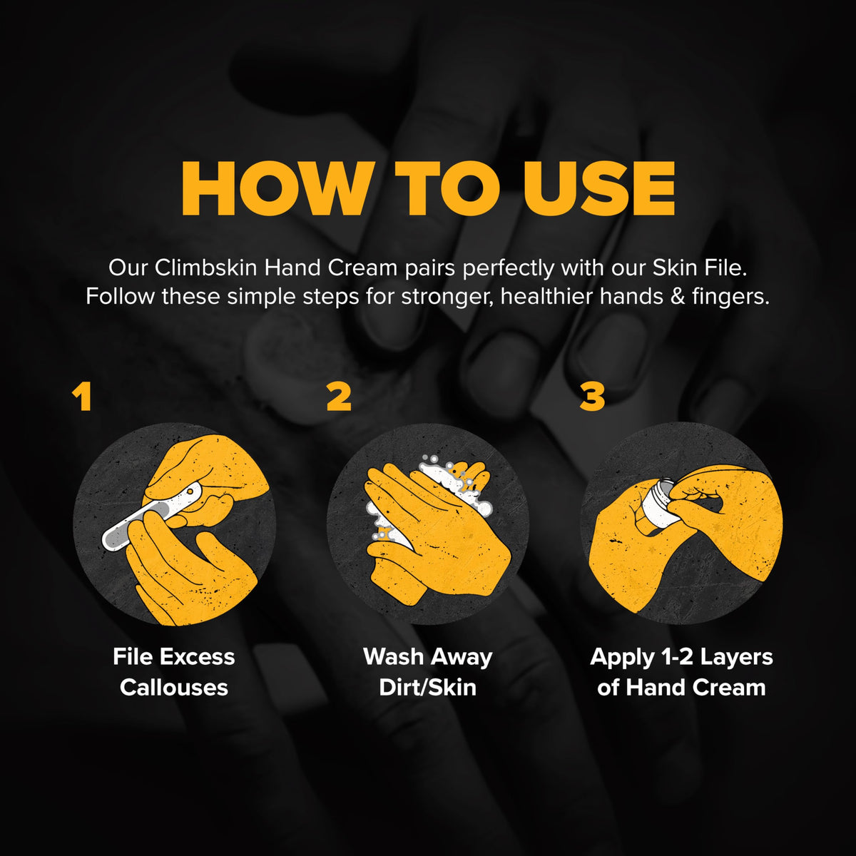 Climbskin on climber hands gripping rock illustrating improved grip care