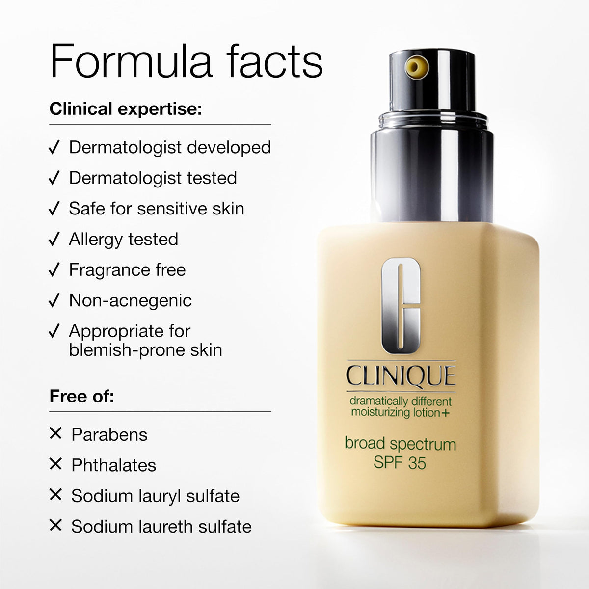 Clinique 2.5 fl oz bottle next to common items for size comparison and portability