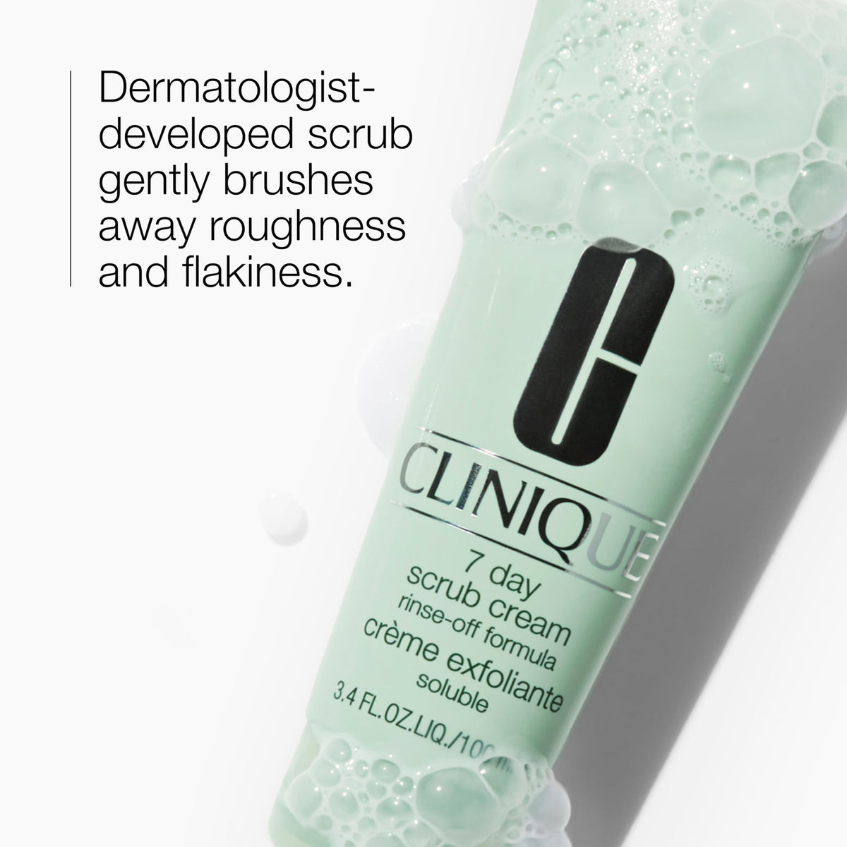 Clinique 7 Day close-up of cream texture revealing gentle silica particles for mild exfoliation