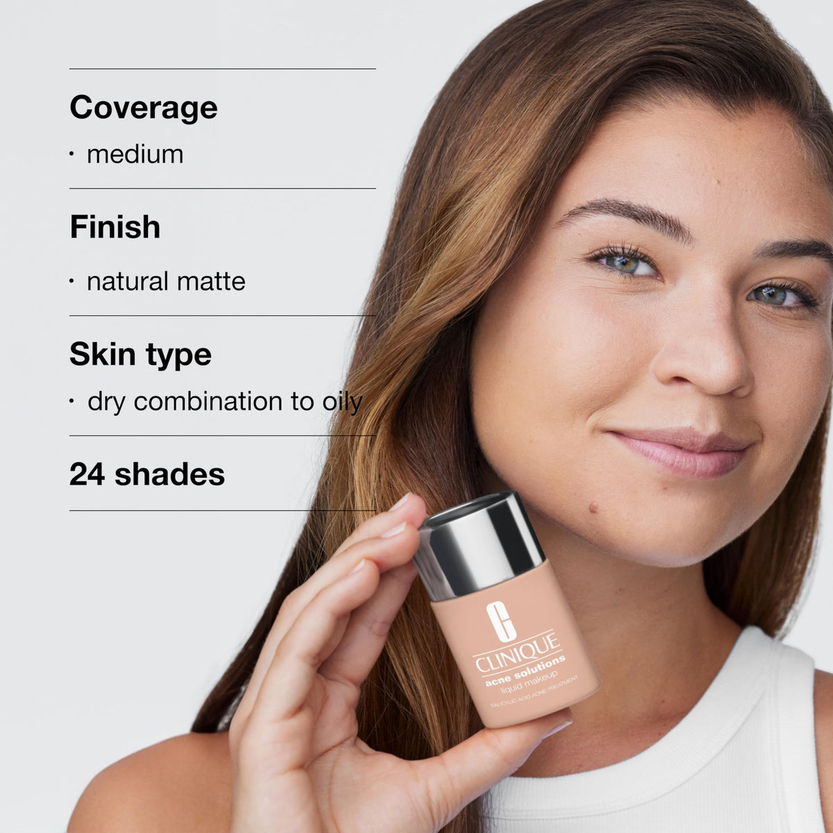 Clinique application on skin illustrating blemish coverage and smoothing
