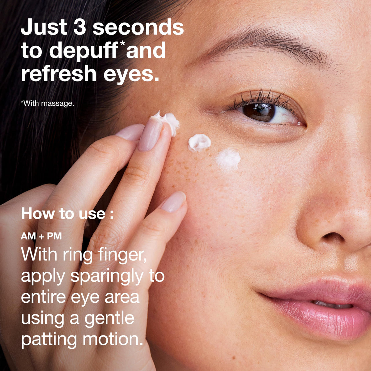 Clinique All About Eyes Rich before and after representation, shows visible smoothing