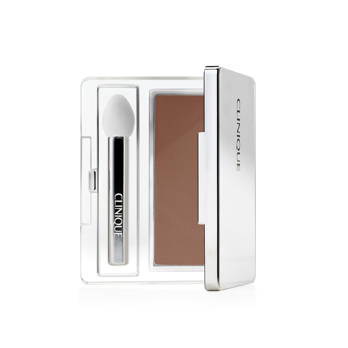 Clinique compact front view showing sleek packaging and color payoff