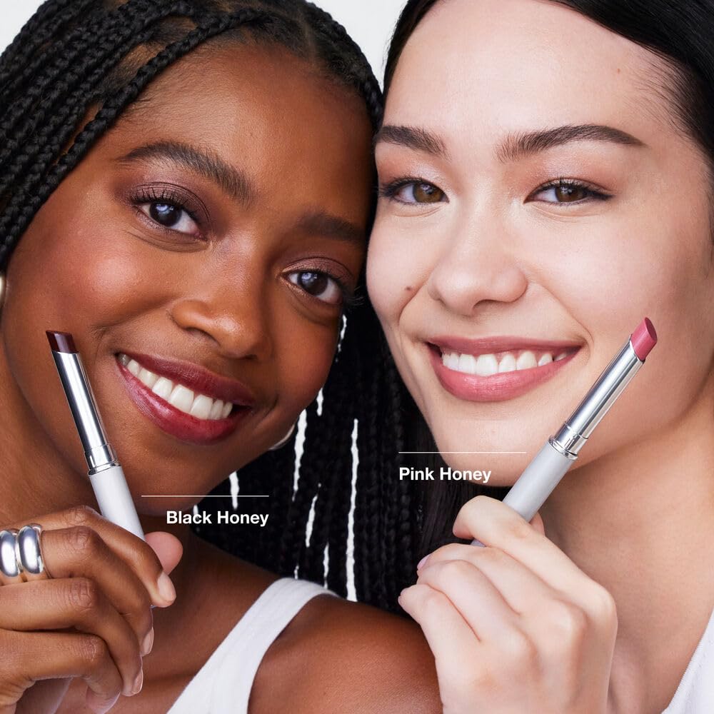 Clinique Almost Lipstick Pink Honey beside All About Lips showing prepping option