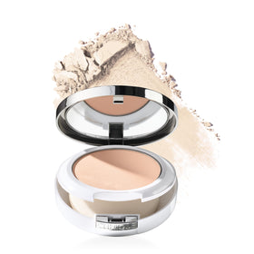 Clinique compact front view showing shade Alabaster and packaging benefit: easy coverage