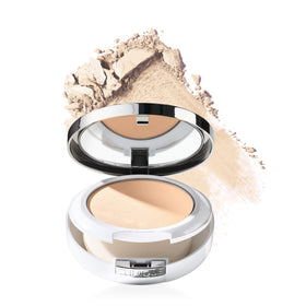Clinique compact front view showing shade breeze and sleek packaging for quick touch-ups