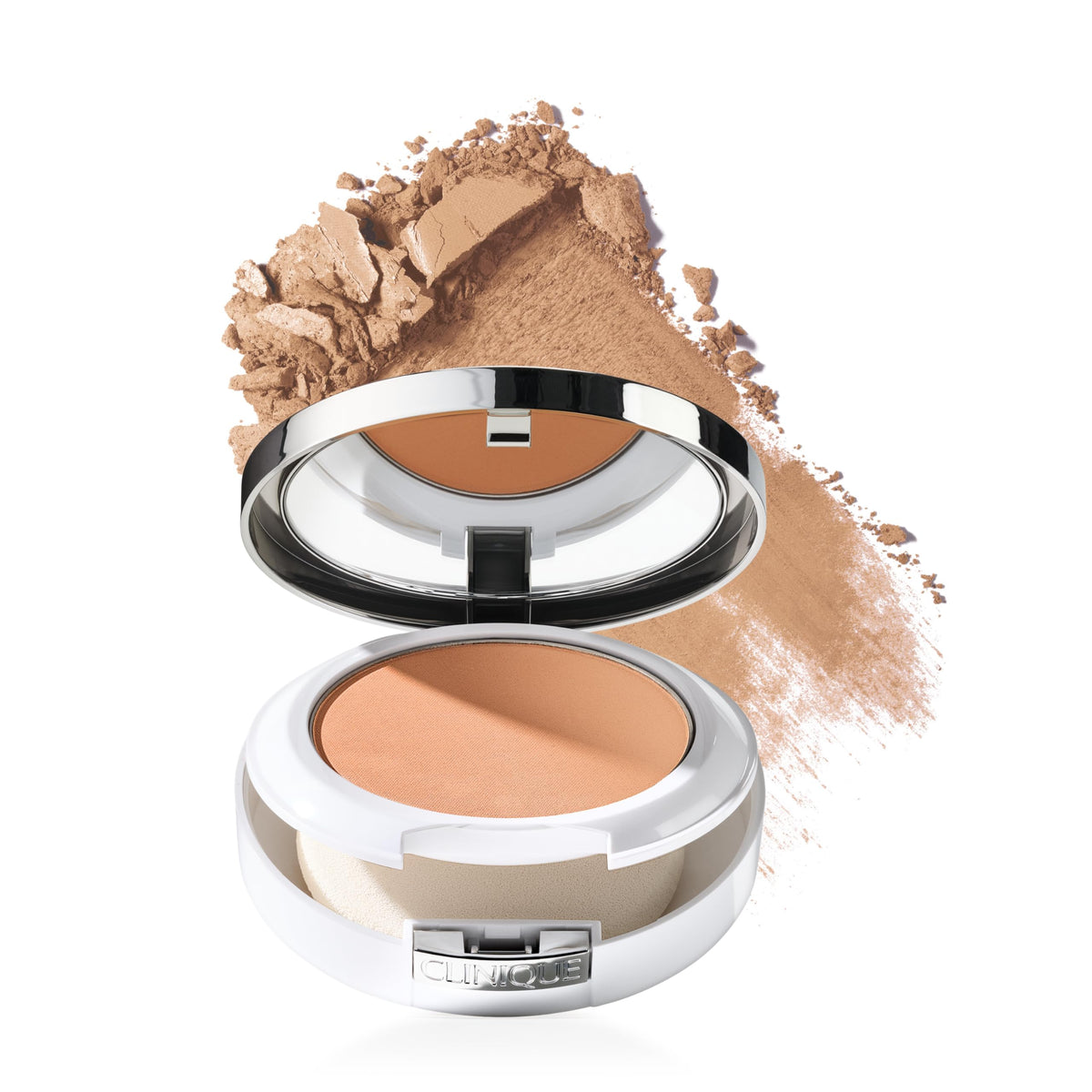 Clinique compact front view showing shade and packaging, easy coverage