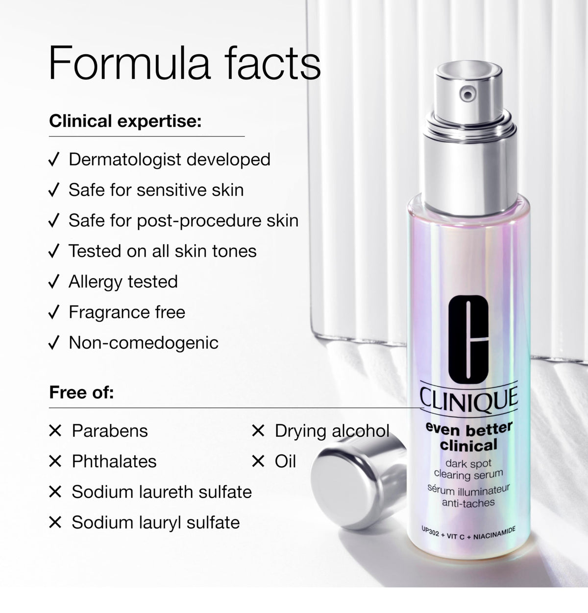 Clinique bottle in hand demonstrating 2.5 fl oz scale and portability