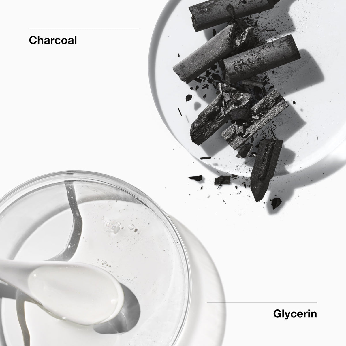 Clinique foamy charcoal gel texture displaying gentle lather and cleansing power