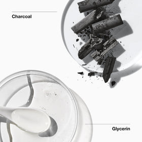 Clinique foamy charcoal gel texture displaying gentle lather and cleansing power