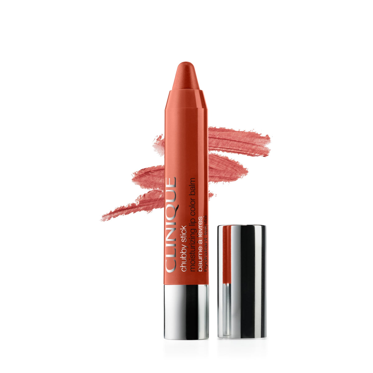 Clinique Chubby Stick front packaging showing Mega Melon shade and easy-use benefit