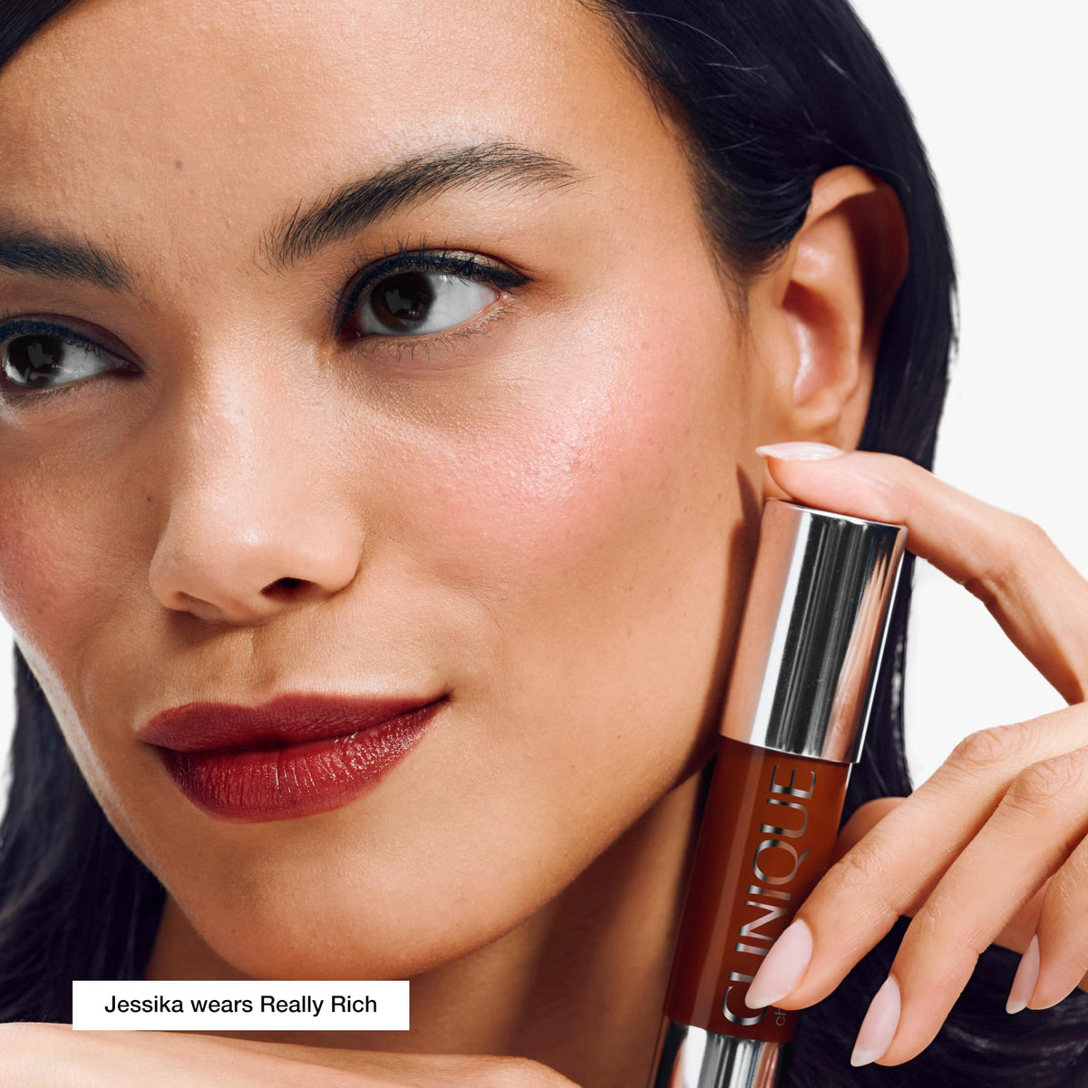 Clinique swatch on arm demonstrating buildable warmth and dimension