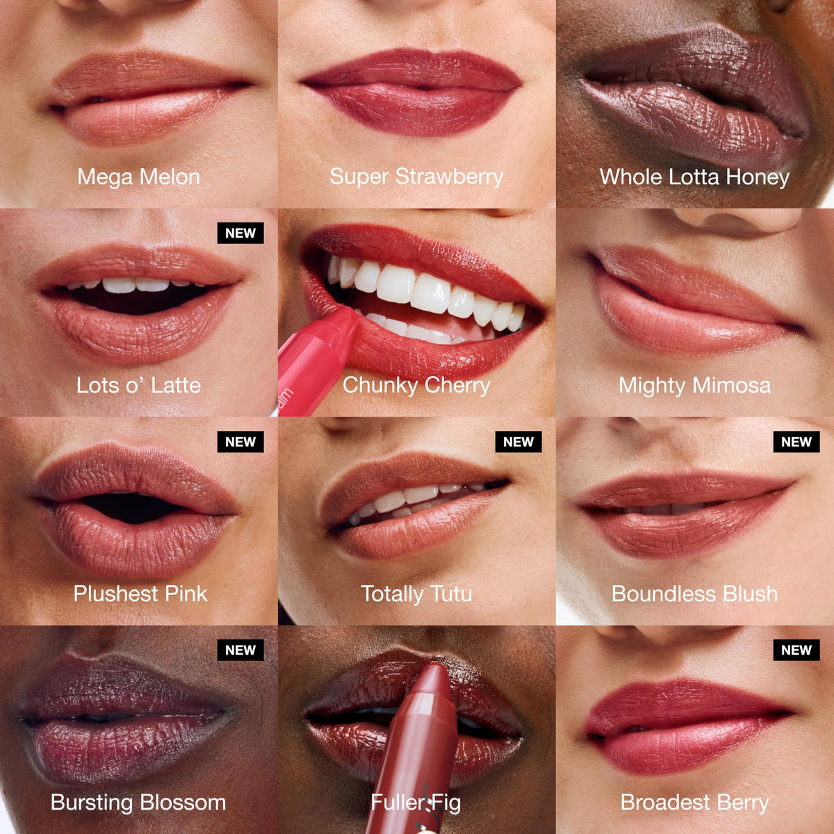 Clinique Chubby Stick swiped on lips demonstrating natural tint and buildable color benefit