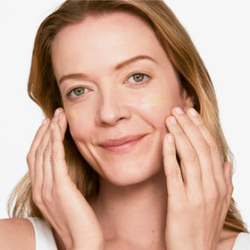 Clinique City Block sheer applied on face demonstrating smooth, matte look