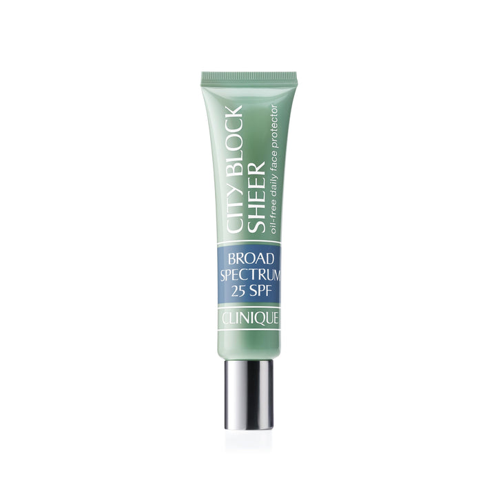 Clinique City Block sheer front packaging showing size and SPF benefit