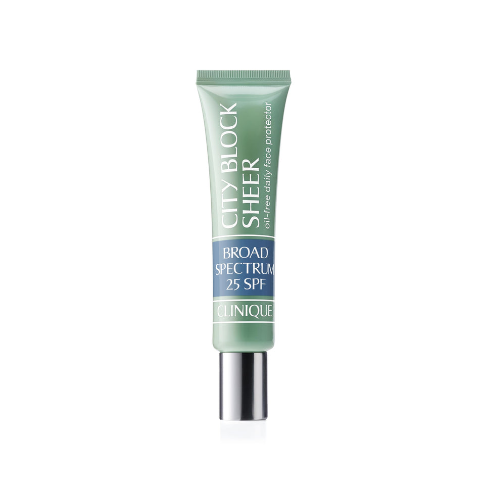 Clinique City Block sheer front packaging showing size and SPF benefit
