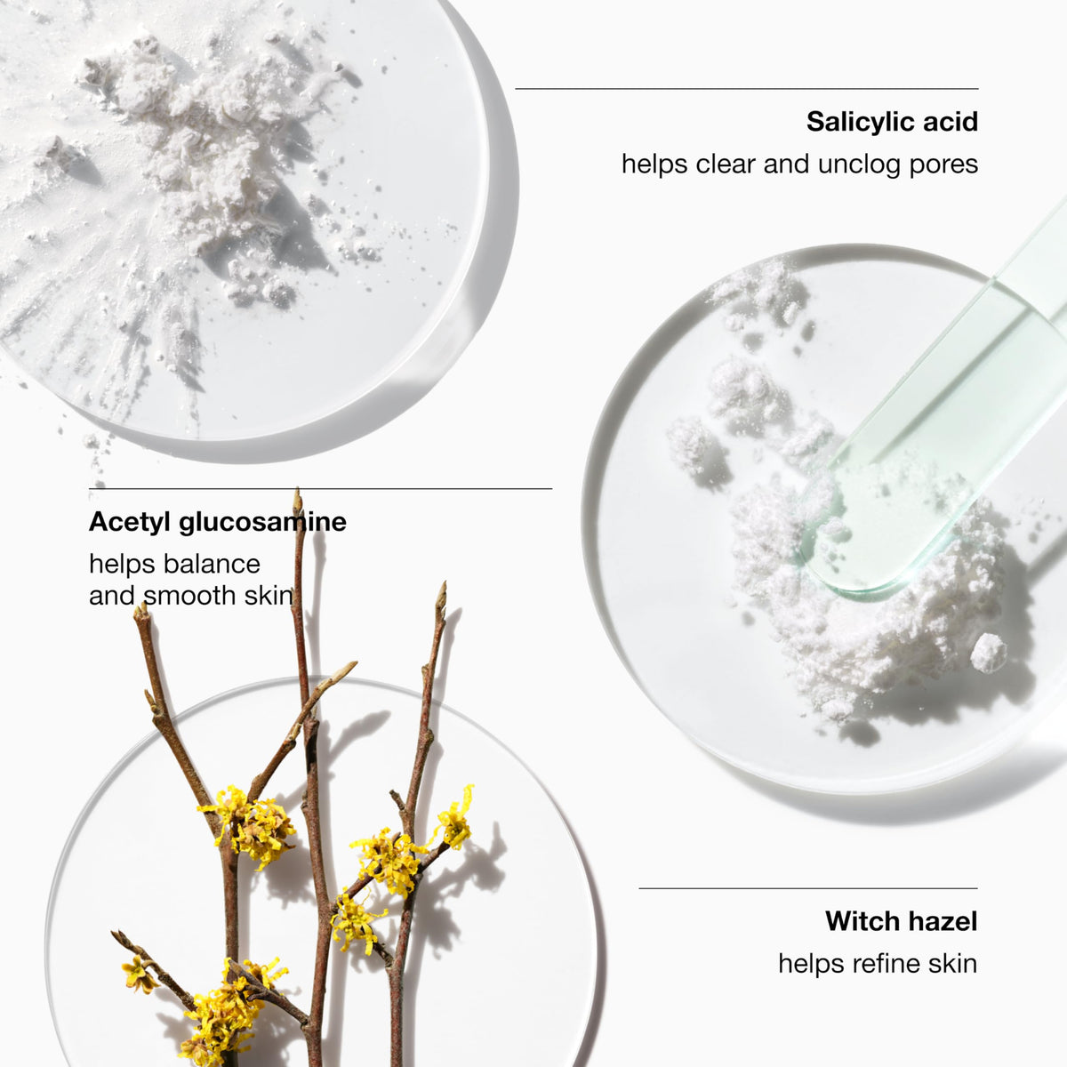 Clinique Clarifying Lotion with witch hazel illustration emphasizing cleansing benefit