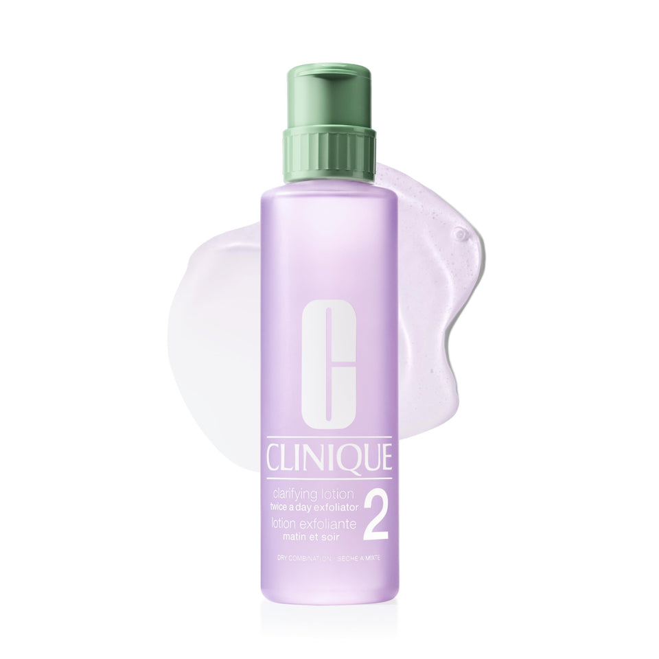 Clinique bottle front view showing Clarifying Lotion 2 for clearer skin