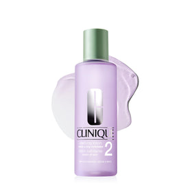 Clinique Clarifying Lotion 2 front packaging showing bottle and label, promotes gentle exfoliation