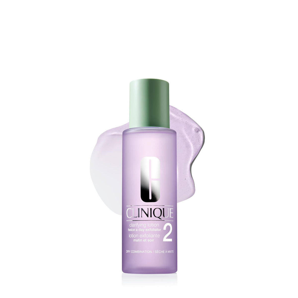 Clinique bottle front view showing Clarifying Lotion 2 for gentle exfoliation