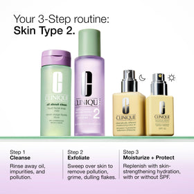 Clinique lotion on bathroom shelf suggesting daily skincare ease