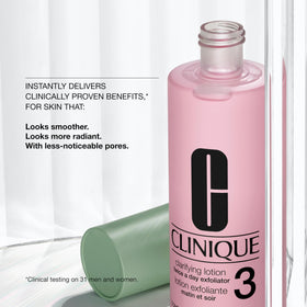 Clinique Clarifying Lotion 3 label close-up highlighting formula information for clarity