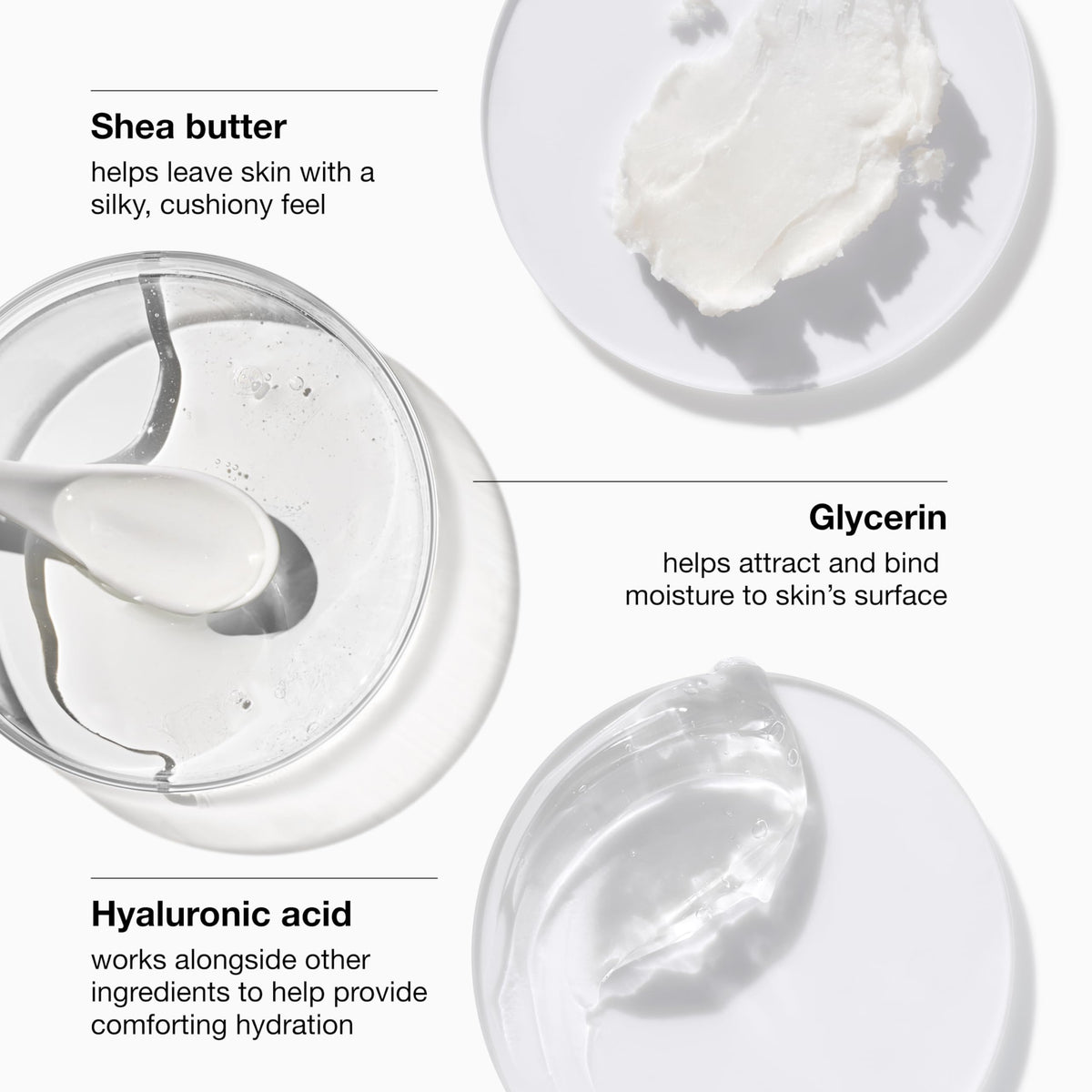 Clinique hyaluronic acid and shea butter ingredient focus for deep hydration
