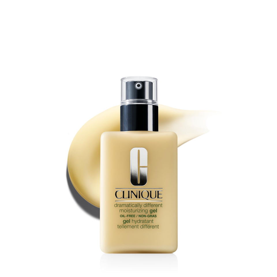 Clinique Dramatically Different Gel front pump showing clean packaging and quick dispense benefit