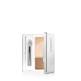 Clinique compact front view showing duo and mirror, convenient for travel