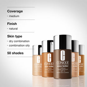 Clinique foundation applied with brush showing even coverage and natural finish