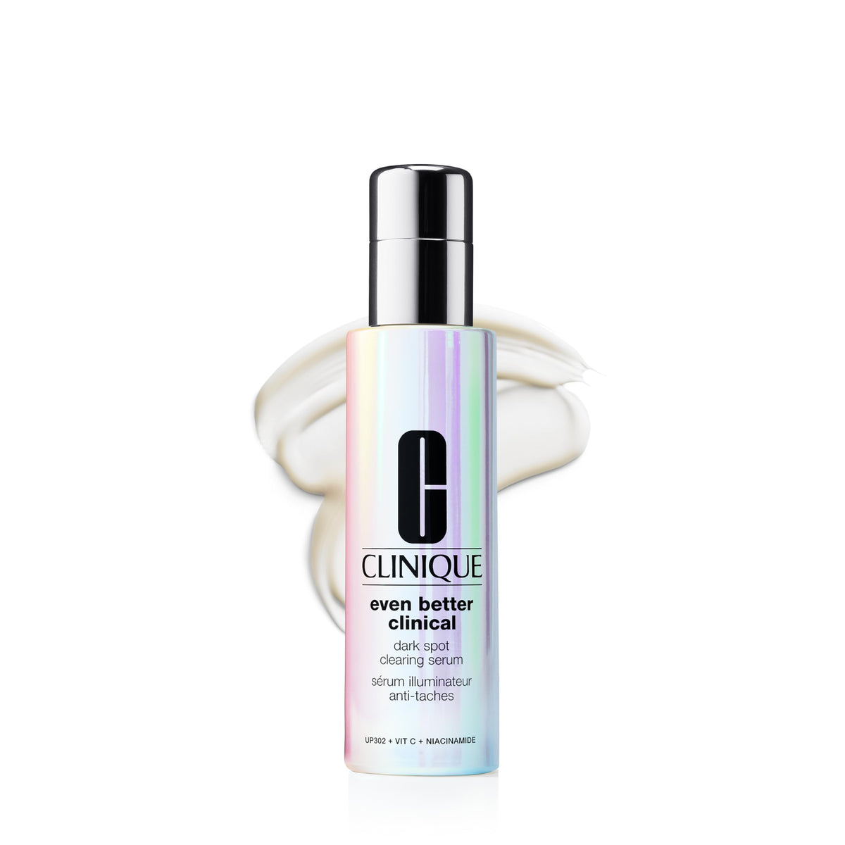 Clinique front bottle view showing sleek packaging and brightening benefit