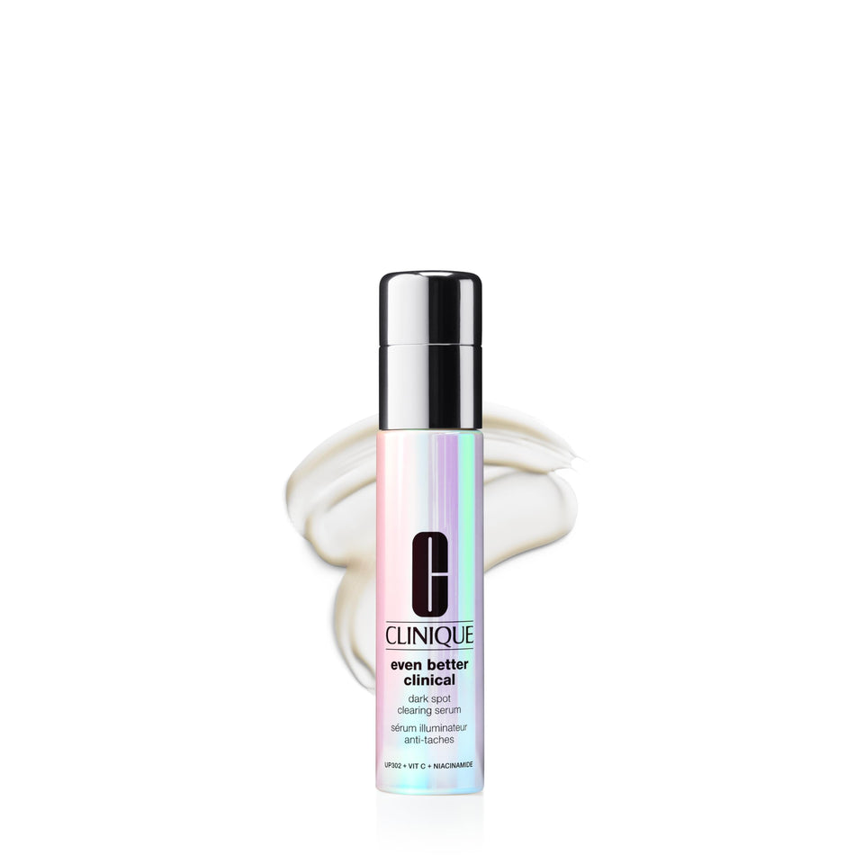 Clinique front bottle showing product and clear brightening benefit