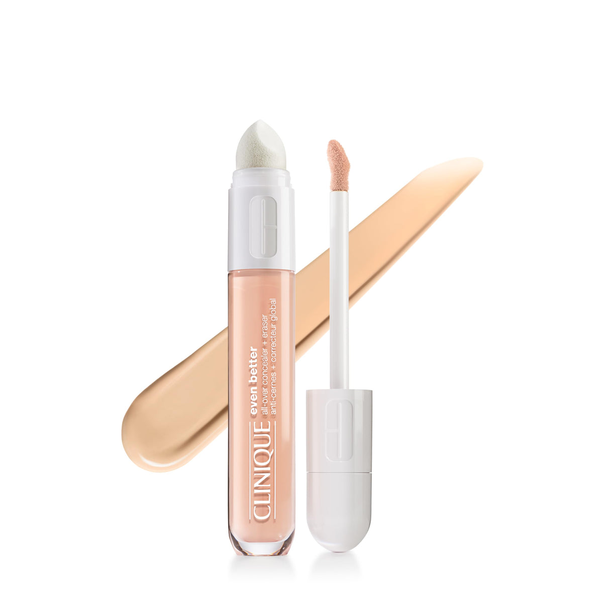 Clinique front packaging in Ivory showing product name and compact size benefit