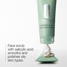 Clinique texture close-up of scrub particles and water-based gel, shows gentle polish