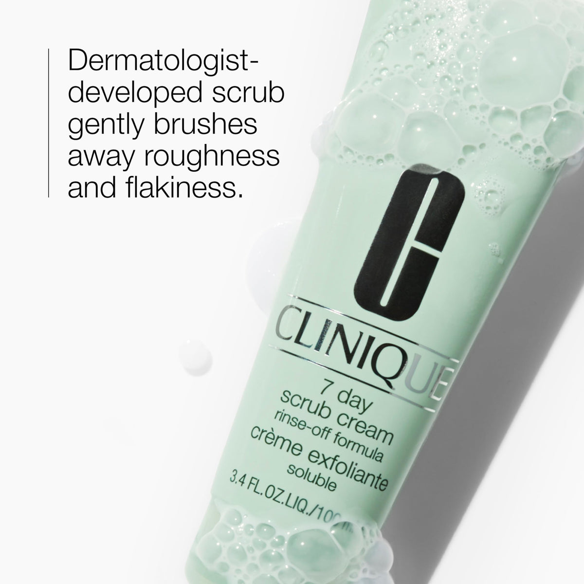 Clinique exfoliator cream texture close-up showing smooth lightweight finish