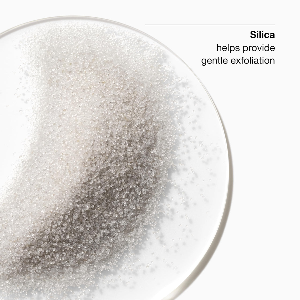 Clinique exfoliator silica particle detail illustrating gentle polishing action