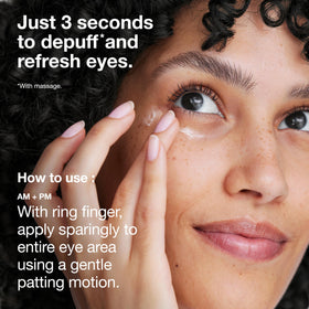 Clinique applying cream to under-eye area to reduce puffiness and brighten