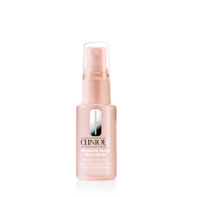 Clinique Moisture Surge face spray front packaging showing label and compact size, travel-ready benefit