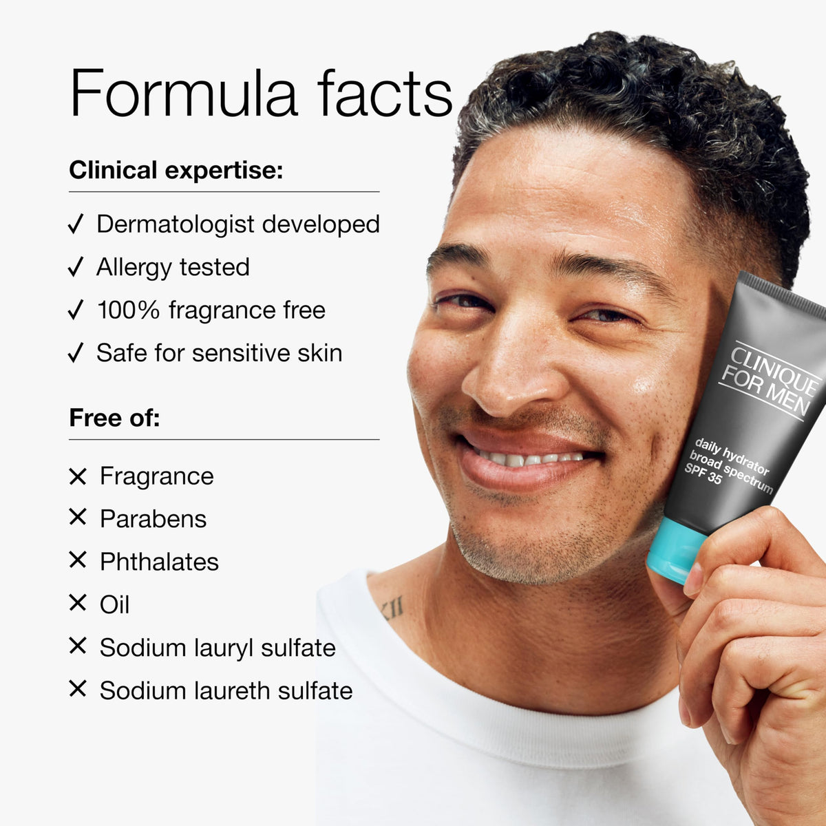 Clinique For Men in-hand size comparison showing compact travel-friendly benefit