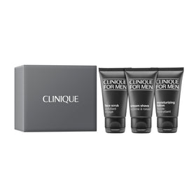 Clinique front packaging showing the shave gift set and branded presentation