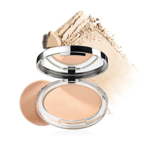 Clinique compact front view showing sleek packaging and easy portability benefit