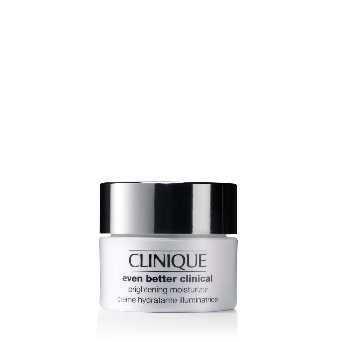 Clinique front packaging of Even Better Clinical Moisturizer showing label and compact jar for easy identification and travel convenience