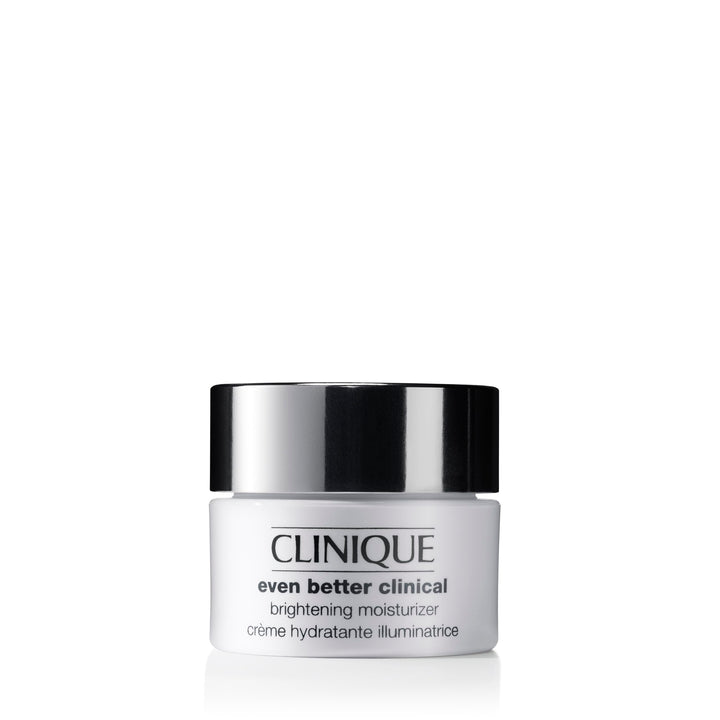 Clinique front packaging of Even Better Clinical Moisturizer showing label and compact jar for easy identification and travel convenience