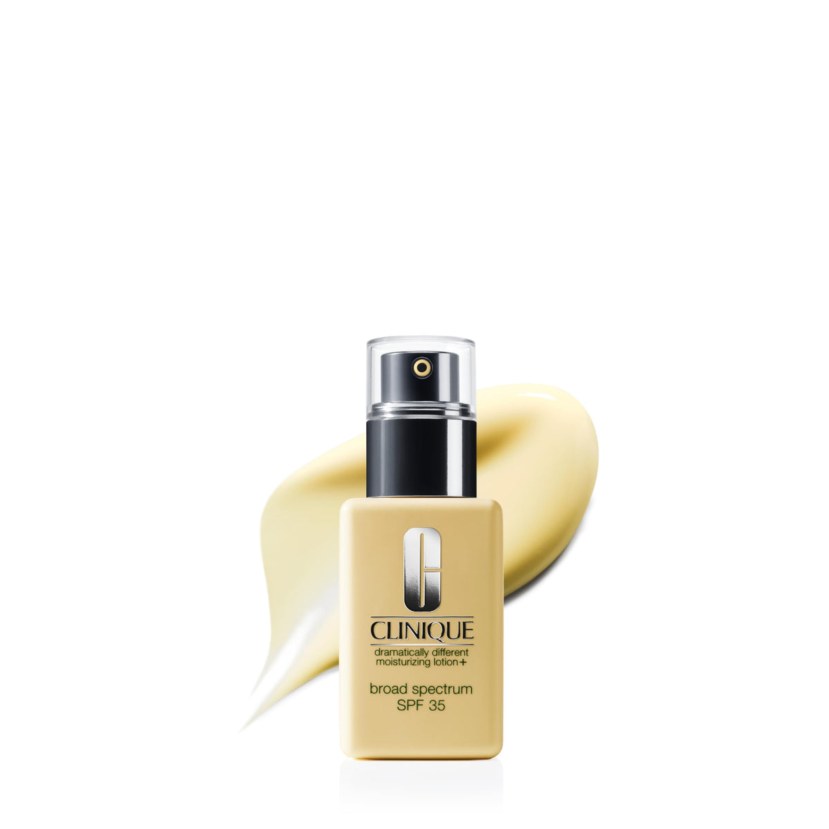 Clinique front packaging of lotion SPF35 showing clean minimalist bottle and benefit