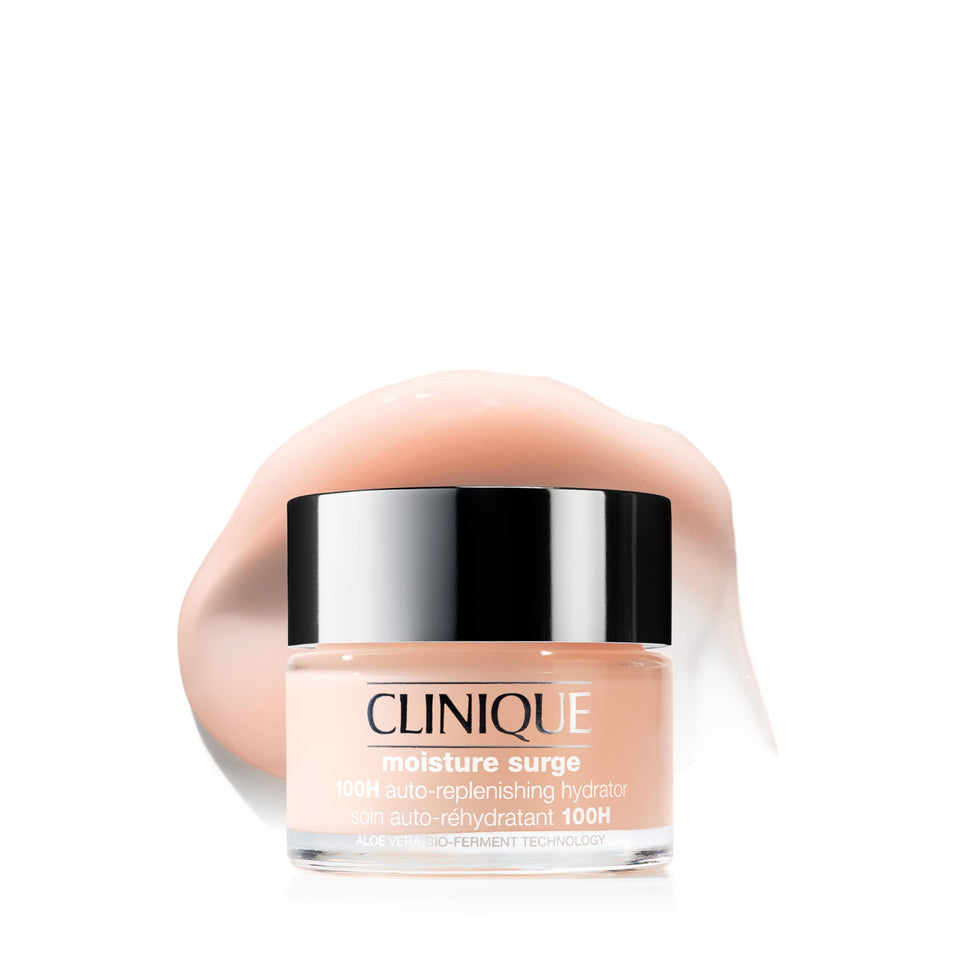 Clinique front packaging showing Moisture Surge jar and branding for clear identification and trust