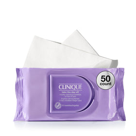 Clinique front packaging showing 50-count pouch and clear branding for convenience