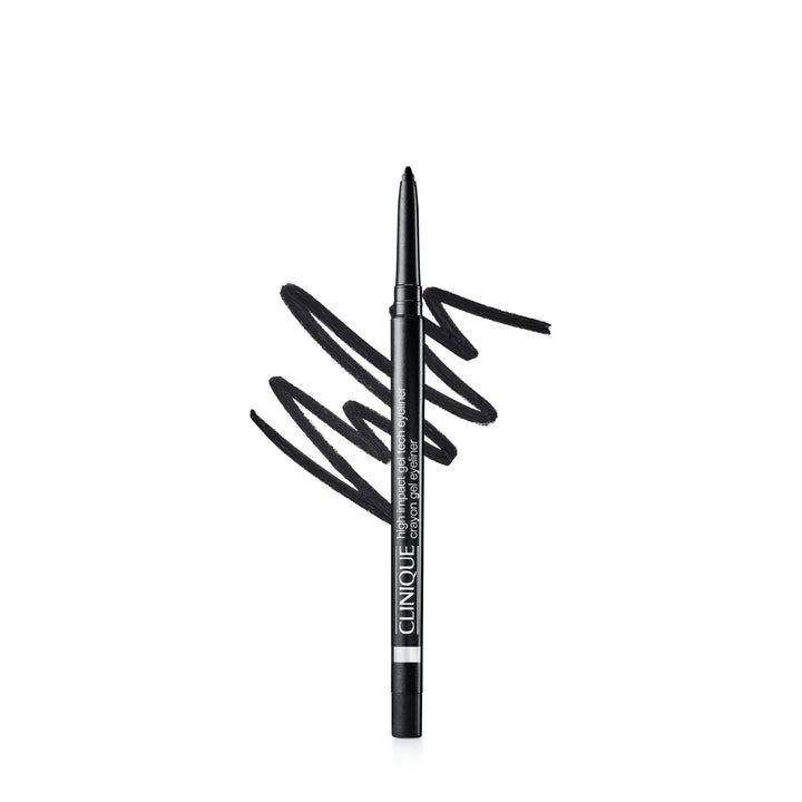 Clinique gel tech eyeliner front view showing sleek pencil and shade text